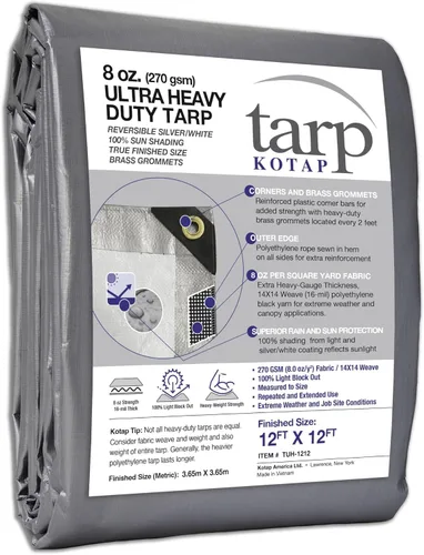 Vista 40 de Kotap TGS-0608 - Lona de polietileno reversible de 8 mil con protección UV, 6 pies X 8 pies, verde-plata