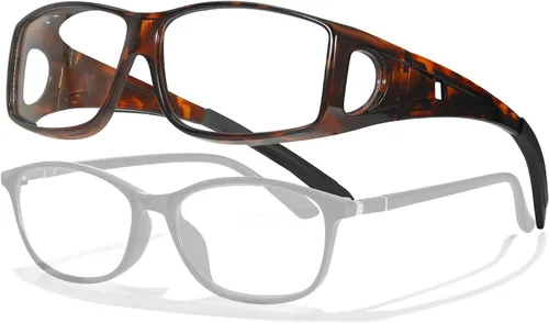 Vista 13 de LVIOE Se ajusta sobre gafas de bloqueo de luz azul y gafas de computadora, uso sobre gafas graduadas, anteojos de lectura, anteojos RX