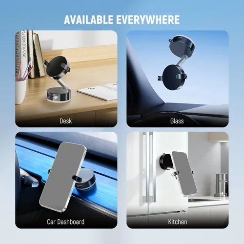 Vista 5 de NEEWER Versión de nivel de entrada, soporte magnético para teléfono celular, soporte plegable con ventosa al vacío para tu parabrisas de automóvil