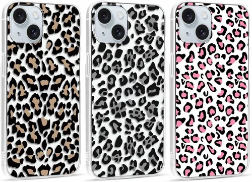 Vista 45 de Paquete de 3 Lindas Fundas con Estampado de Guepardo para iPhone 7/8/SE 2020/SE 2022 de 4.7", Fundas de Diseño Estético de Leopardo de Silicona