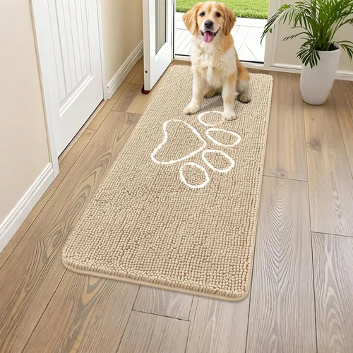 Vista 115 de Smiry Tapete para puerta de perro para patas fangosas, absorbente que atrapa la suciedad, antideslizante, de secado rápido, lavable, tapete