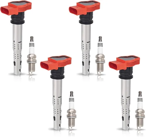 ENA Paquete de bobinas de encendido y bujías de platino iridio compatibles con Audi A4 A6 A7 Quattro Q5 Q7 1.8L 2.0L L4 2006 2007 2008 2009 2011