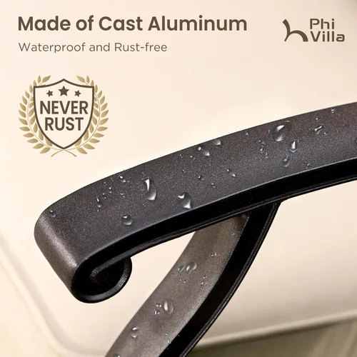 Vista 8 de PHI VILLA Juego de comedor de 7 piezas de barra alta para patio, juego de barra de aluminio fundido para 6 personas con mesa redonda de barra de 54