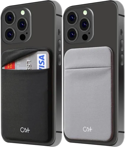 Vista 10 de [Dos] Fundas elásticas para tarjetas adhesivas para teléfono celular, tarjetero adhesivo para identificación y tarjeta de crédito para la parte