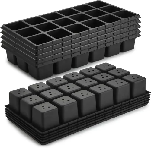 Vista 2 de RooTrimmer Paquete de 10 bandejas de 18 celdas para iniciación de semillas, bandejas de plástico de células grandes de 2.9 pulgadas de profundidad
