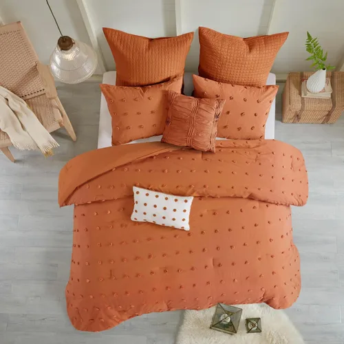 Vista 16 de Urban Habitat - Juego de edredón 100% algodón Jacquard, cobertura de edredón para todas las estaciones chic que proporciona un acento desgastado