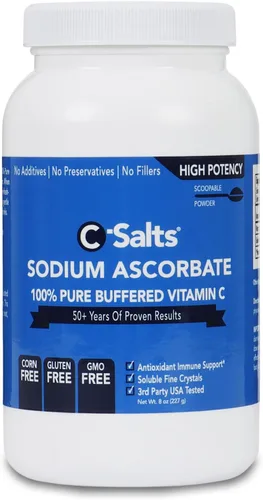 Vista 7 de C-Salts Polvo de vitamina C de ascorbato de calcio puro, bebida en polvo tamponada no ácida sin azúcar para apoyo inmunológico, protección
