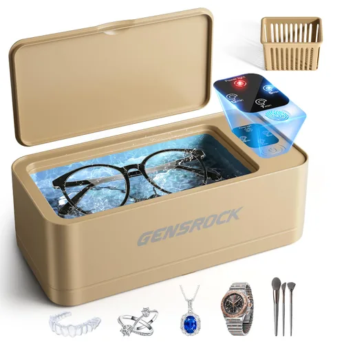 Vista 8 de GENGROCK Ultrasonic Jewelry Cleaner Machine, 48kHz Professional Silver Jewelry Cleaner & Diamond Ring Cleaner, 3 Modes, Scratch-Free 360ML Tank, Gray