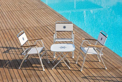 Vista 4 de FORMA MARINE Mesa de barco plegable de 24 x 24 x 19.4 pulgadas de altura, muebles de cubierta de yate de aluminio marino M350