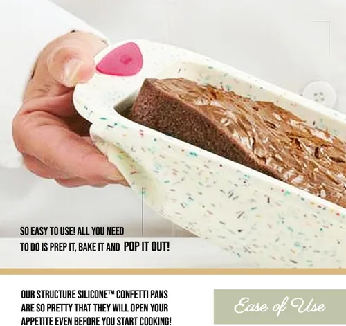 Vista 2 de Trudeau Bandeja para Pastel Confeti de Silicona de 8x8 Pulgadas – Híbrido Reforzado de Silicona Flexible y Forro Duro para Estabilidad