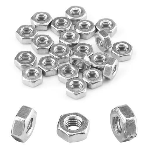 Vista 8 de 100 piezas de tuercas hexagonales de 1/4-20, acero inoxidable 304, accionamiento hexagonal, tuercas UNC, tuercas de repuesto de 1/4" de acero