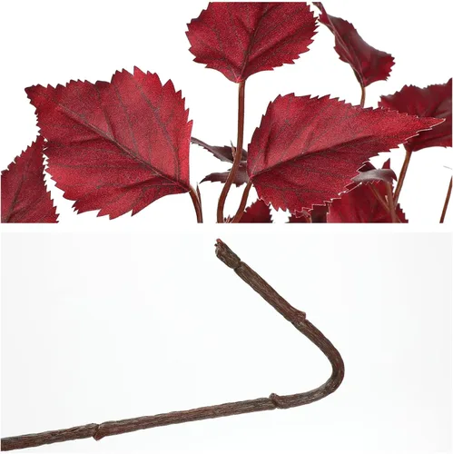 Vista 6 de Hollyone 3 hojas de abedul artificiales de otoño con tallos de seda de 33 pulgadas, ramas de hojas de otoño de color burdeos sintético, decoración