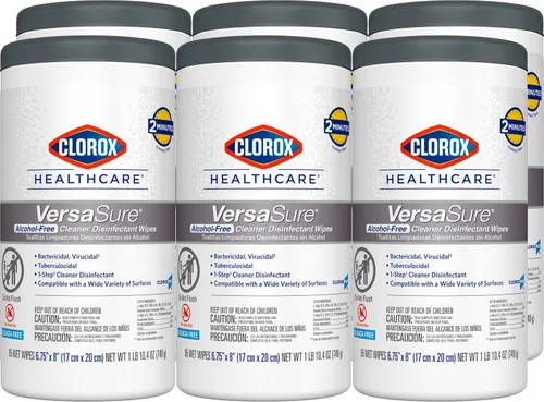 CLOROX Healthcare VersaSure - Toallitas desinfectantes limpiadoras, 6.75 x 8 pulgadas, recipiente de 85 unidades, paquete de 6 (el paquete puede