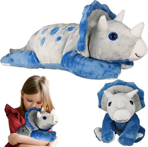 Weighted Dinosaur Plush Toy, 23.5"/4.5 Pounds, Giant Blue Triceratops Dinosaur Plush, Autism Sensory Toys, Anti-Stress Weighted Stuffed Animals for