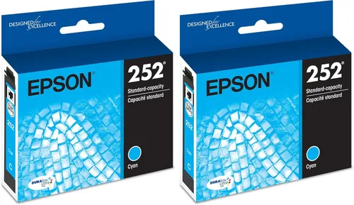Vista 7 de EPSON 252 DURABrite Ultra Ink cartucho cian de capacidad estándar (T252220-S) funciona con WorkForce WF-3620, 3640, 7110, 7610, 7620, 7710, 7720