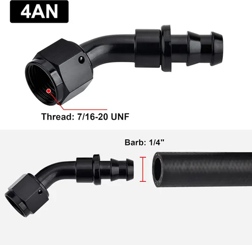 Vista 2 de EVIL ENERGY 4AN - Acople de manguera de bloqueo de empuje de 45 grados, color negro