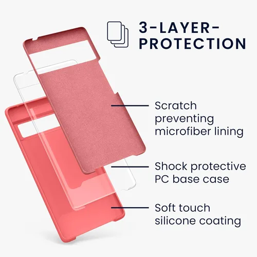 Vista 32 de kwmobile Funda Compatible con Google Pixel 6 Pro - Funda de teléfono de silicona TPU con acabado suave - Azul Arrecife