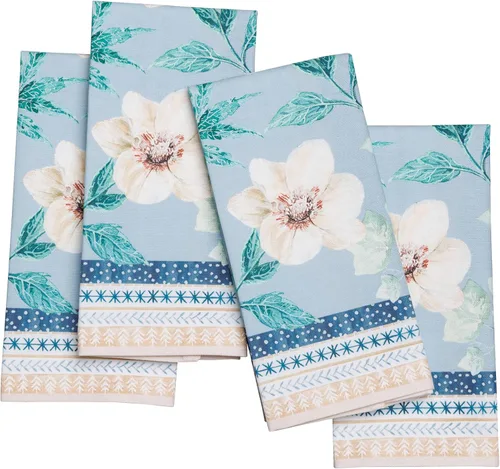 Vista 123 de Maison d' Hermine Juego de 4 servilletas de tela 100% algodón, suaves y duraderas, servilletas cuadradas reutilizables para uso diario, lavables