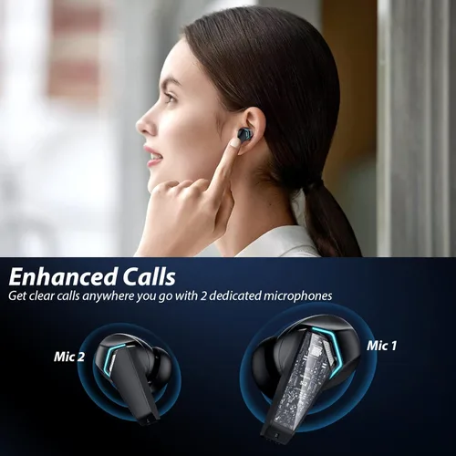 Vista 5 de iMangoo Auriculares inalámbricos para juegos para PS5 PC, 2.4 GHz de baja latencia + 5.2 auriculares Bluetooth con micrófono con cancelación