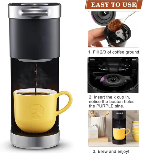 Vista 5 de Tazas reutilizables K para K-Mini/K-Duo/K-Express, pack de 2 Tazas K reutilizables para cápsulas de café K-eurig, tazas K rellenables sin BPA