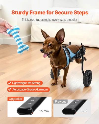 Vista 5 de VEVOR Dog Wheelchair for Back Legs, Lightweight 2 Wheels Pet Wheelchair, Height, Width & Length Adjustable, Dog Cart with Shock-Absorbing Wheels