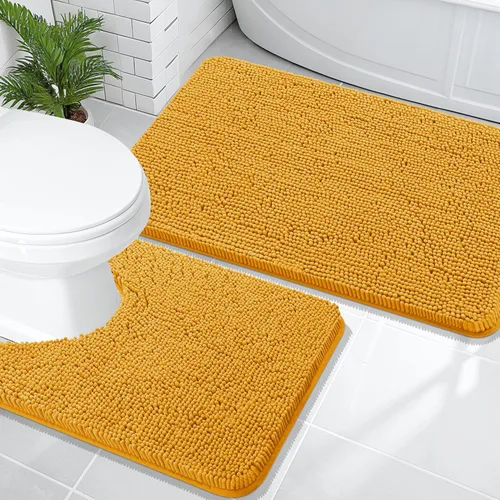 Vista 68 de OLANLY Juego de 2 alfombras de baño de felpilla suave y absorbente, antideslizantes, de secado rápido, lavables a máquina, accesorios de decoración