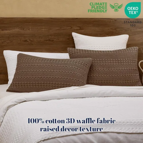 Vista 35 de PHF - Fundas de almohada 100% algodón con tejido gofre europeo, 26 x 26 pulgadas, 2 unidades para decoración elegante del hogar, para cama, sin