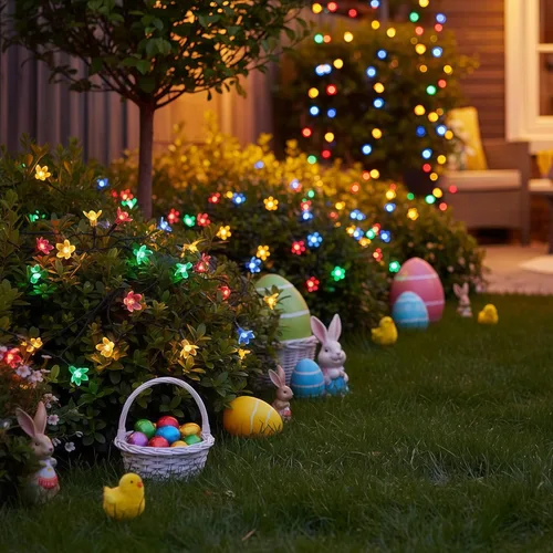 Vista 2 de YULETIME Guirnalda de luces LED Sakura multicolor, 33 pies, 100 unidades, 8 modos, alimentada por USB, luces novedosas (multicolor, Sakura)
