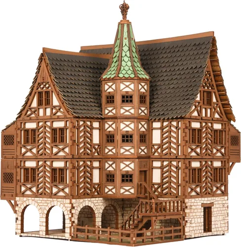 Vista 18 de Casa en Fila Ámbar, kit de construcción de madera DIY para adultos, adecuado para jugar - Realista