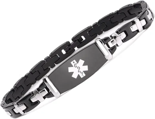 Vista 24 de LinnaLove Lady Medical Alert - Pulseras médicas de acero inoxidable para mujer, 7.5 pulgadas