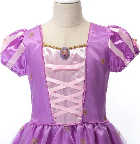 Vista 3 de Rapunzel - Vestido de princesa para niña, disfraz de cosplay, Halloween, cumpleaños (2-10 años)
