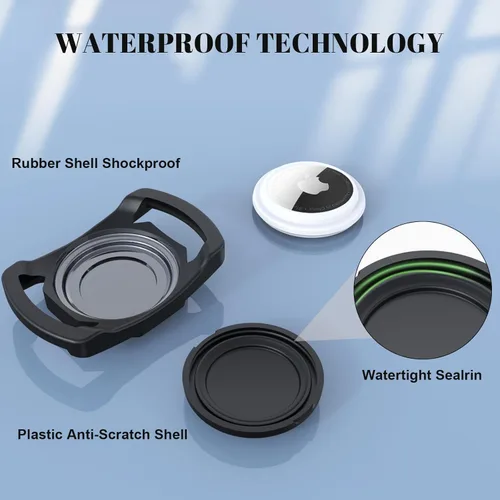 Vista 3 de SANKALA Soporte para collar de perro Airtag [2 unidades] Funda impermeable para Airtag para collar de perro, TPU y silicona cubierta de cuerpo