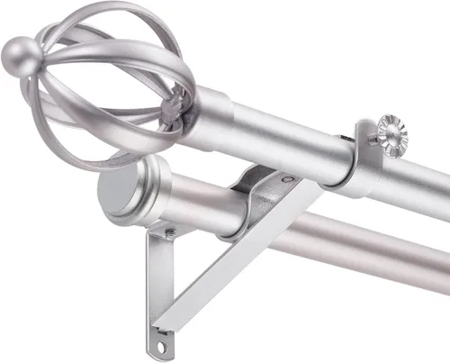 Vista 9 de Barras de cortina dobles, juego de barras de cortina telescópicas para tratamiento de ventanas, 3/4 pulgadas de diámetro, barra de cortina ajustable