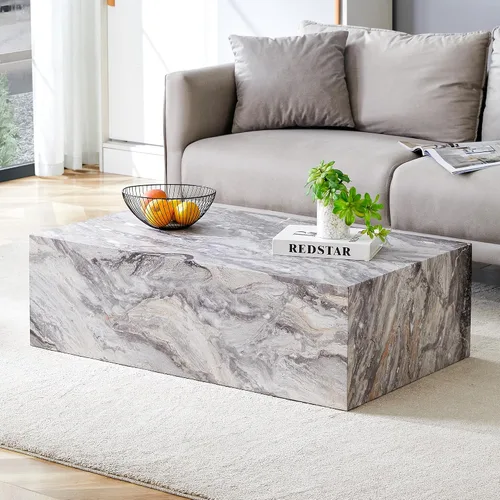 Vista 22 de WILLIAMSPACE 11.81" Square Wood Side Table for Living Room, No Assembly 11.81"*19.69"h-gray Textured