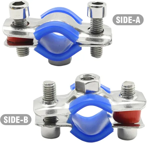 Vista 5 de VIKKSAER 2 abrazaderas de soporte de tubo ajustables, abrazadera de soporte de tubo de montaje en pared de acero inoxidable para montaje en techo