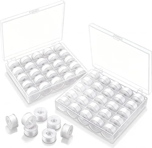 Vista 9 de Outus 50 bobinas de hilo preenrolladas de colores surtidos con caja de bobinas para compatible con máquina de coser Brother de emergencia y viajes