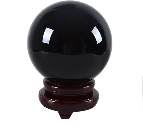 LONGWIN Bola de cristal negro de adivinación grande de 5.906 in (5.9 pulgadas) para brujería, esfera Fengshui, decoración del hogar, adornos de