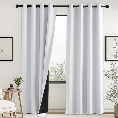Vista 20 de Pony Dance - Cortinas 100% opacas, cortinas gruesas de doble capa para bloquear la luz, cortinas oscuras con aislamiento térmico y reducción