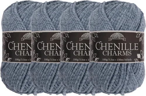 Vista 91 de JubileeYarn - Hilo de chenilla, 3.53 oz/pastel, peso peinado, circonita, terciopelo blanco, 1 pastel