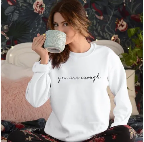 Vista 2 de JINTING Sudadera con capucha con texto en inglés You Are Enough para mujer de salud mental Dear Person Behind Me, sudadera con capucha inspiradora