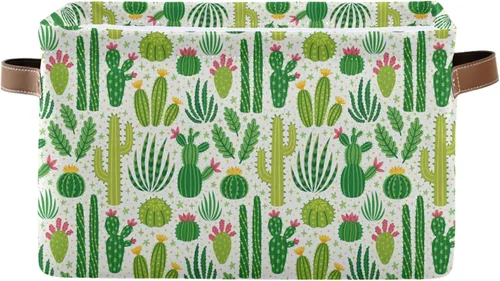 Vista 9 de Bolaz Cesta de almacenamiento grande de hojas tropicales, color turquesa, verde, plegable, con asas, para dormitorio, hogar, oficina