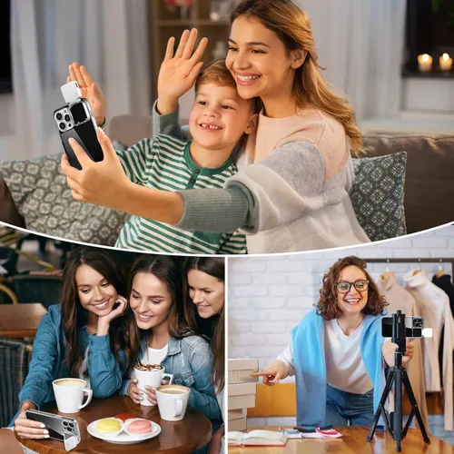 Vista 3 de Funda con luz para selfie para iPhone 13 Pro Max, con iluminación flash, funda para selfie, recargable, LED, compatible con transmisión en vivo