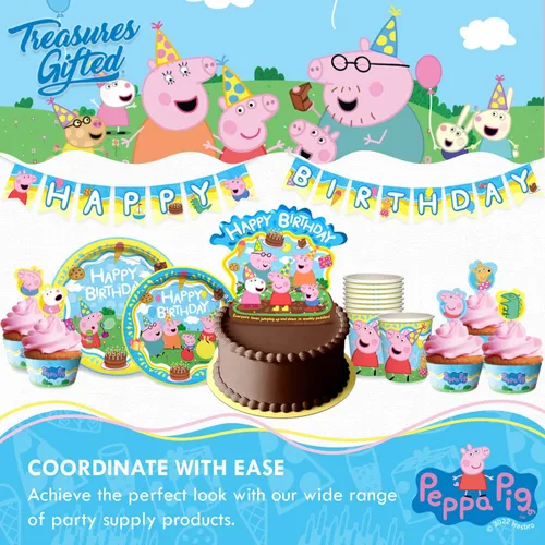 Vista 7 de Treasures Gifted Servilletas de fiesta de cumpleaños de Peppa Pig con licencia oficial, paquete de 16 servilletas de Peppa Pig - Servilletas