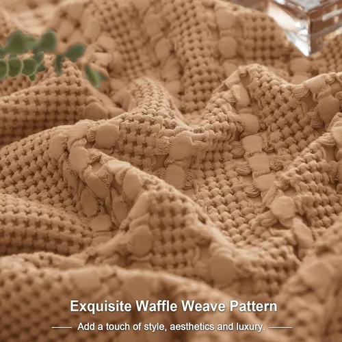 Vista 337 de PHF - Fundas de almohada 100% algodón con tejido gofre europeo, 26 x 26 pulgadas, 2 unidades para decoración elegante del hogar, para cama, sin