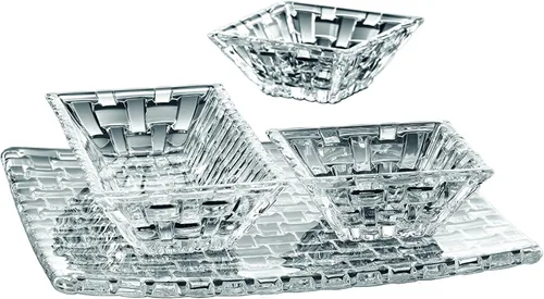 Vista 6 de Nachtmann Bossa Nova Collections, juego de 3 piezas de platos y cuencos, para salsas, ensaladas pequeñas, frutos secos, frutas secas, vidrio