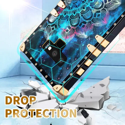 Vista 6 de Loheckle Funda para Samsung Galaxy Note 9 para mujer, diseño con soporte de anillo y cordón, elegante funda de lujo con mandala para Samsung Note 9