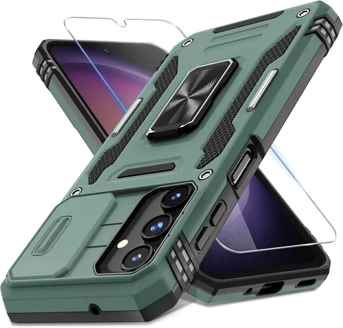 Vista 91 de DEERLAMN Funda para Samsung Galaxy A15 5G con cubierta deslizante para la cámara + protector de pantalla (1 paquete), soporte de anillo giratorio