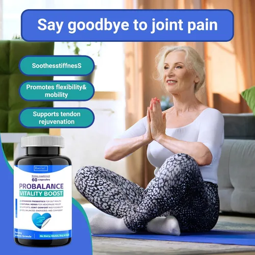 Vista 4 de Ruolai ProBalance Probiotics for Women 68B CFU – Menopausia, hinchazón y vientre – Cúrcuma y Moringa – Salud digestiva y articular – 60 cápsulas