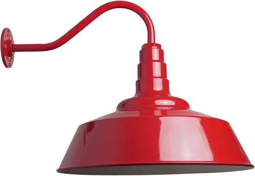 Vista 14 de Steel Lighting Co. Redondo - Luz de granero Montaje en pared al aire libre Cúpula de 20 pulgadas Cuello de cisne de 16 pulgadas Luz grande