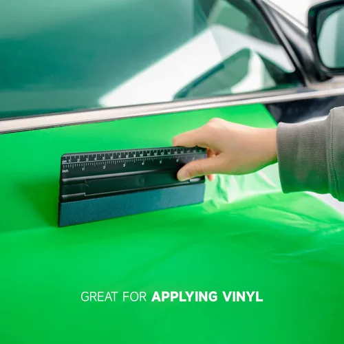 Vista 6 de FOSHIO Escobilla de fieltro de 8 pulgadas para vinilo con regla de 7.9 in, 4 esquinas redondas, tarjeta universal, película de tinte de ventana